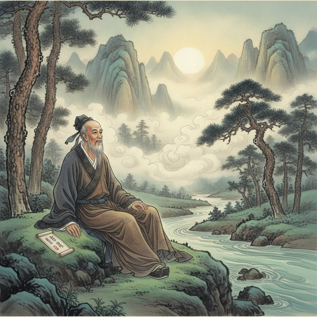 Lão giả trầm tư giữa núi non, tìm kiếm phương hướng chữa bệnh.